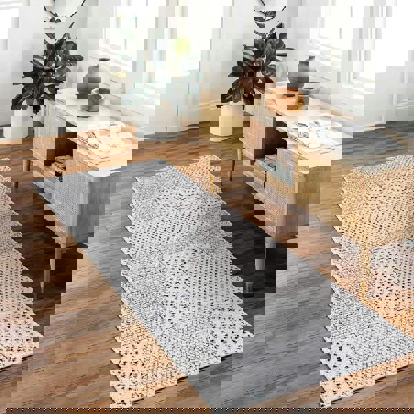 Livabliss Galey Alix Architect-Modern Ivory Black Graphic High Pile Rug