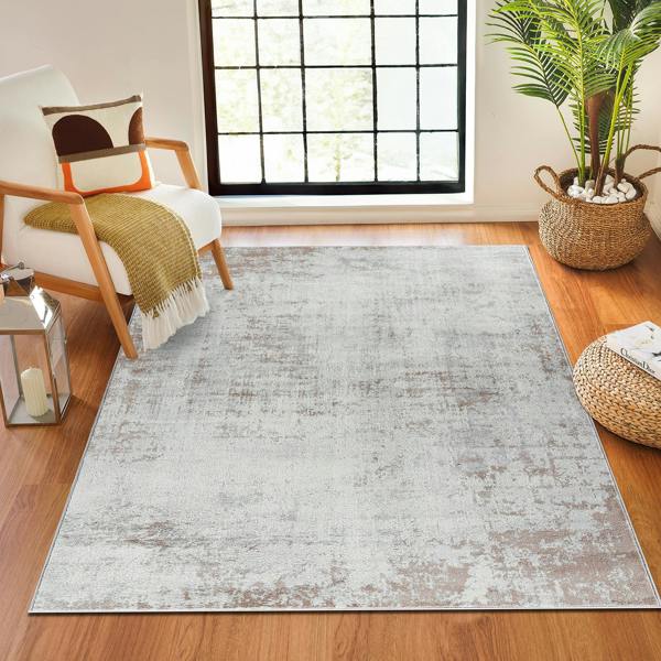 Livabliss Floransa-Abstract Beige Grey Off-White Modern Marble Rug