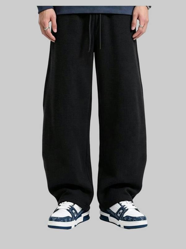 Anniou Men's Loose-fitting Curved Sweatpants - Black