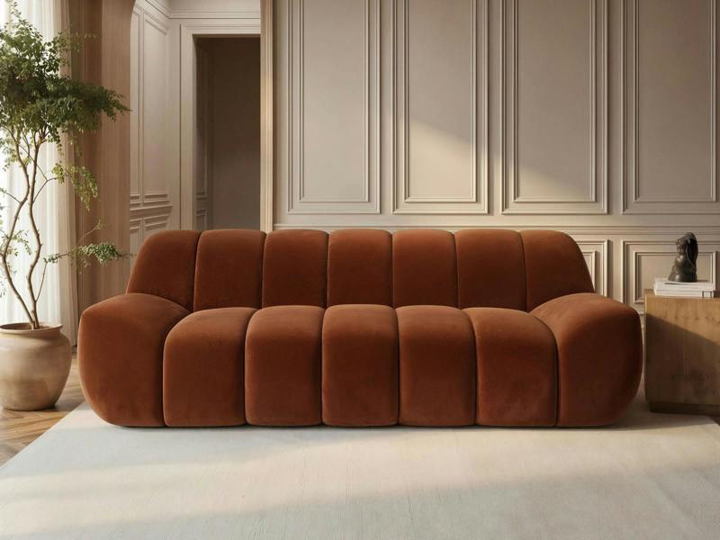 Macy Large 3 Seater Sofa Burnt Orange Velvet