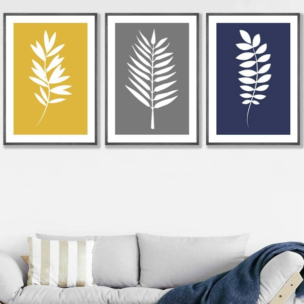 Artze Wall Art Framed Set of 3 Modern Tropical Leaf Prints