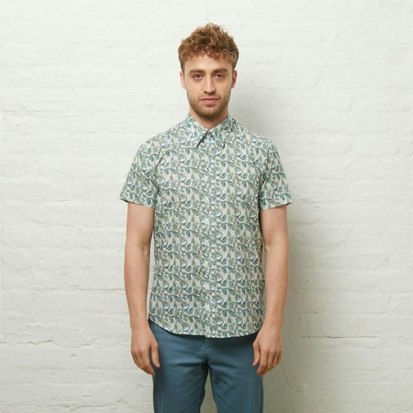 Gabicci V54GW09 Mens Liam Short Sleeve Pattern Shirt Gabicci Vintage - AZURE