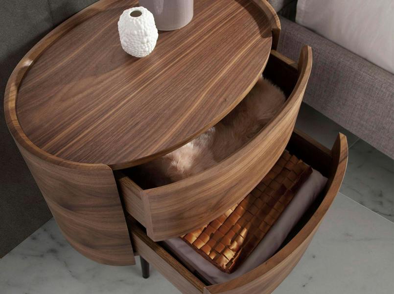 Angel Cerdá Bedside table walnut and black steel 7074