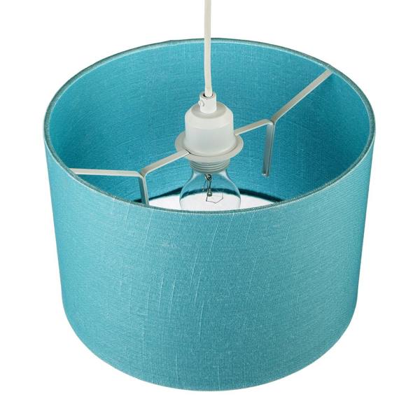 Designer Coastal Waters Teal Textured Linen Fabric Circular Lamp Shade Image 3