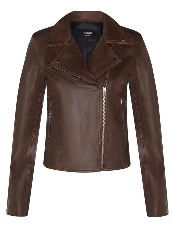 Infinity Leather Womens Leather Classic Biker Brando Jacket-Baku