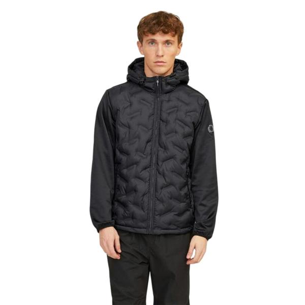 Jack And Jones Mens Hooded Hybrid Jacket - Black - 