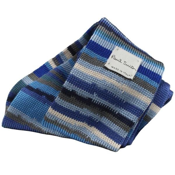 Paul Smith narrow silk knitted tie in a signature stripe pattern