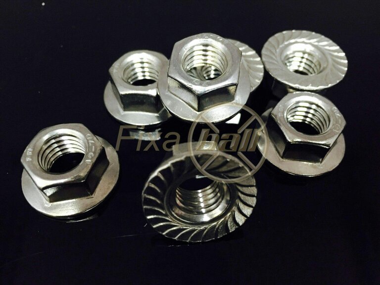 Fixaball Hex Nut Serrated Flange A2/ 304 Stainless Steel DIN 6923