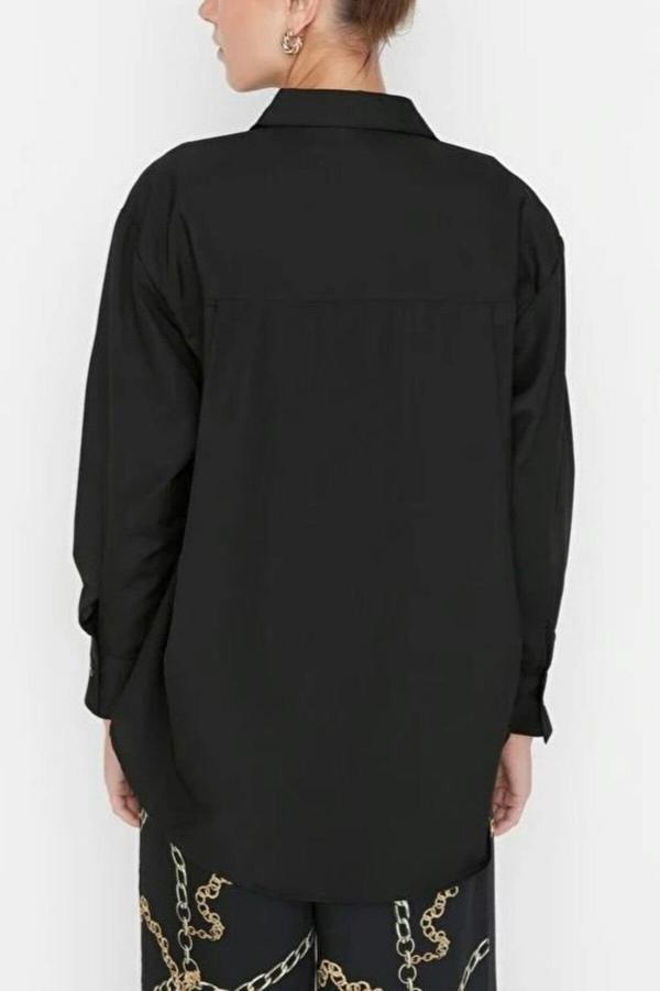 WOVCOR Single Pocket Boyfriend Cotton Woven Shirt