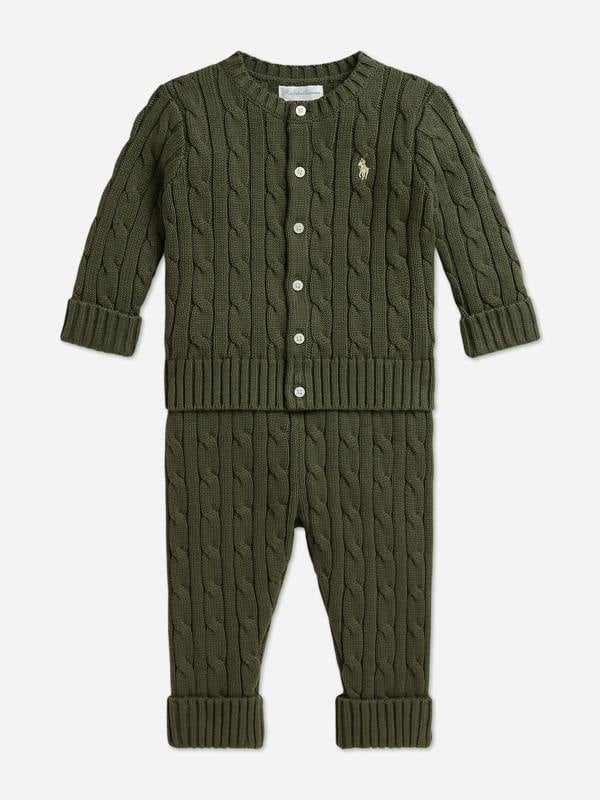 Ralph Lauren Kids Ralph Lauren Baby Boys Cable Knit Trouser Set in Green
