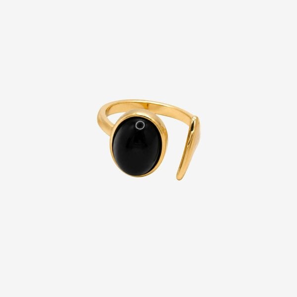 Uchi & Soto Enso Black Stone Oval Open Front Ring