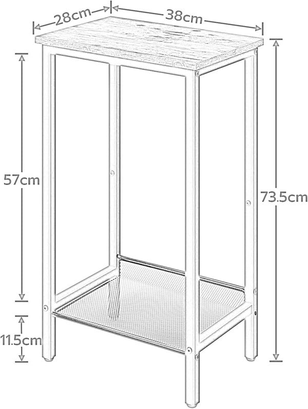 Rafaelo Mobilia Bedside Table with Adjustable Mesh Shelf