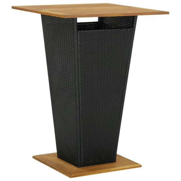 Berkfield Bar Table Black 80x80x110 cm Poly Rattan and Solid Acacia Wood