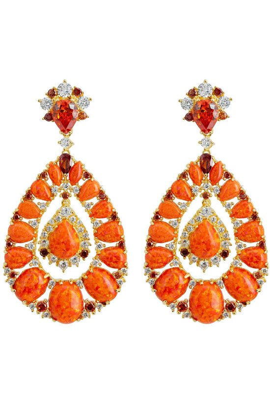 Latelita Paloma Fire Opal Drop Earrings Gold