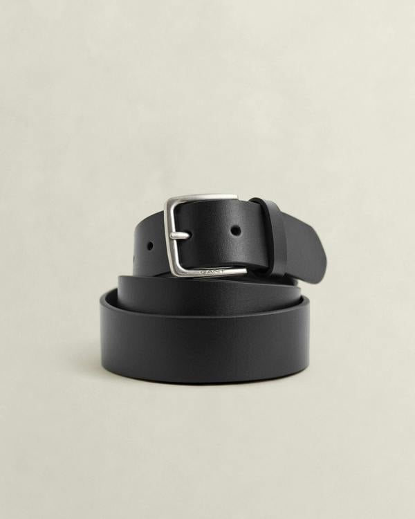 GANT Mens Logo Buckle Leather Belt - 5 Black | CHO | Designer Mens Belts