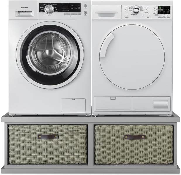 Statement Furniture Tetbury Washing Machine and Dryer Stand, Double Appliance Pedestal with Storage