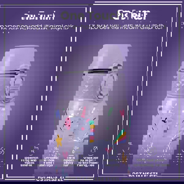 ION8 Leak Proof Kids Water Bottle, Stainless Steel, Purple Unicorns, 400ml (13oz)