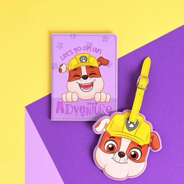 Widdop & Co Paw Patrol Rubble PU Leather Passport and Luggage Tag Multi