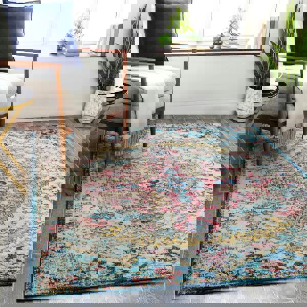 Livabliss Murat-Vintage Blue Red Yellow Traditional Boho Rug