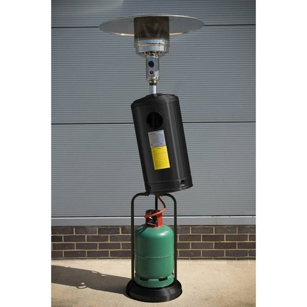 13kW Black Propane Gas Tower Patio Heater & Drinks Table Set - Outdoor Garden - LoopsDirect
