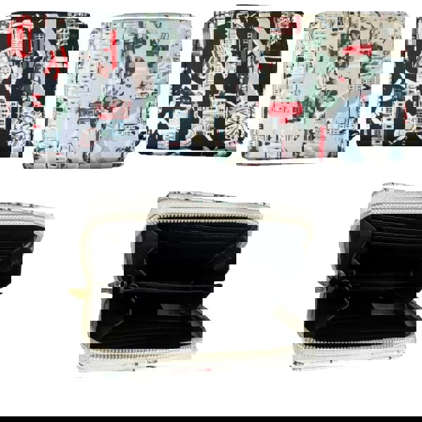 Fores Collection London Themed Zip-Around Purse with Crown Zip Pull