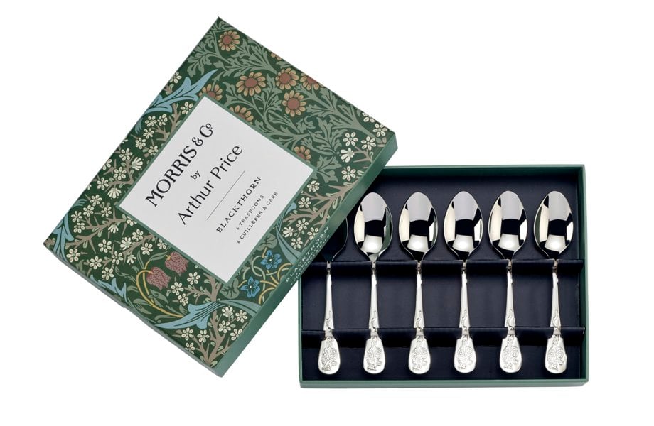 Arthur Price Morris & Co. 'Blackthorn' Stainless Steel Gift Boxed Set of 6 Tea Spoons