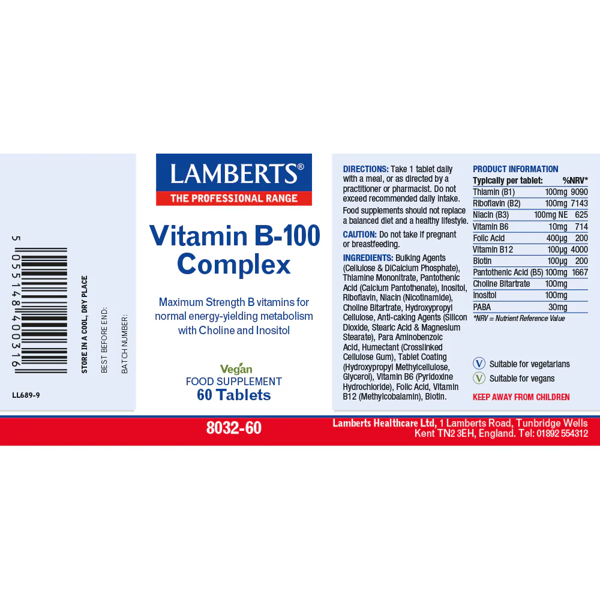 Lamberts Vitamin B-100 Complex 60 tablet