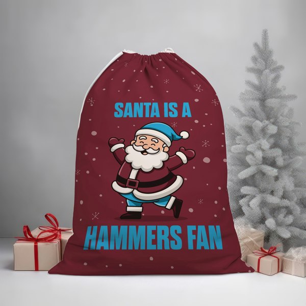 BritishmadeGifts Santa is a Hammers Fan - Football Fan Santa Sack