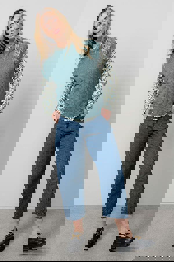 Lily & Me Wallace Pointelle Knit Tank Sea Mist