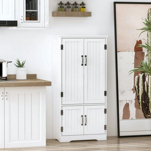 Wyld Haus Rifa Wooden White Accent Storage Cabinet With Adjustable Shelves And Double Doors