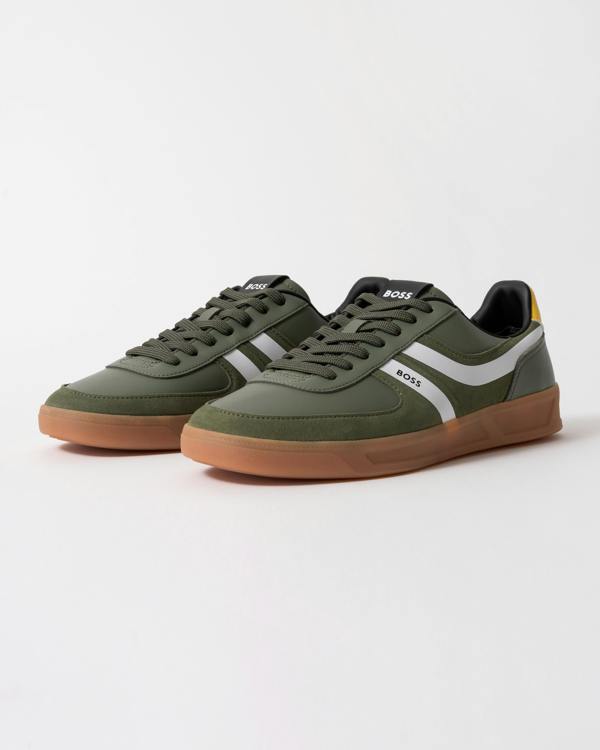 studio shot of BOSS Orange Brandon_Tenn_mipu Mens Trainers in Open Green 362