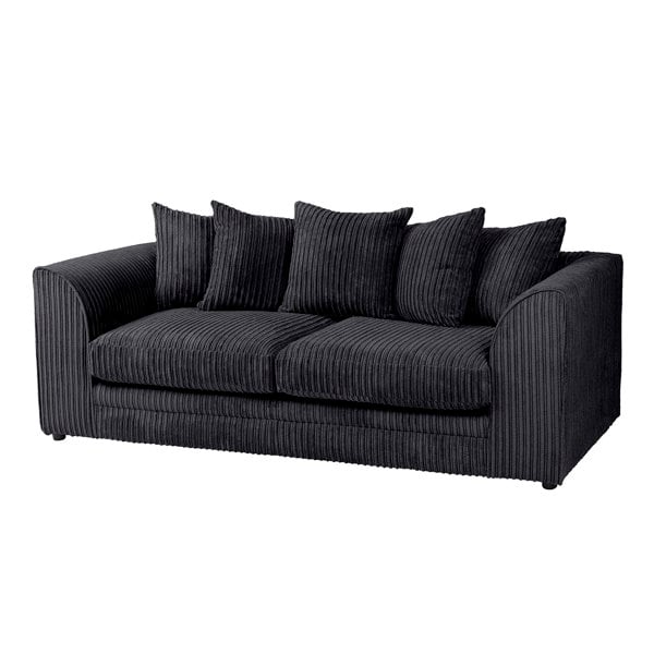 SQUAREBOXX Dylan Jumbo Cord 3+2 Seater Fabric Sofa in Black