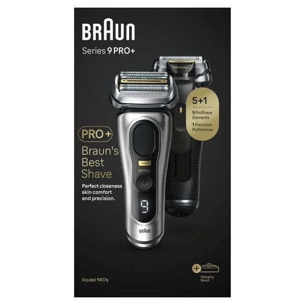 Braun Series Series 9 PRO+ Electric Shaver, Charging Stand, Wet & Dry Shaver - Silver (9417s)