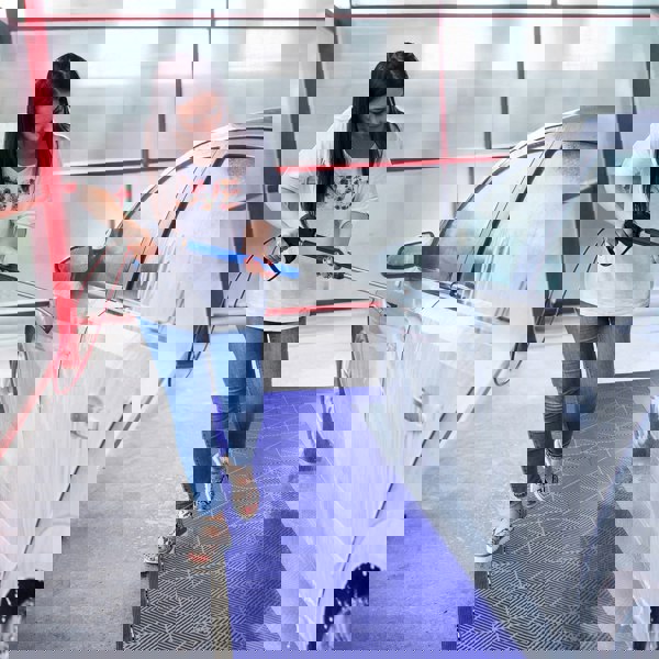 Monstershop Vented Garage Floor Tiles With Edges – 90 Blue & 30 Grey