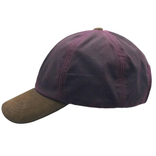 Heather Hats & Accessories Water Resistant Waxed Cotton Baseball Trucker Cap, Cotton Lining, Outdoor Wear, Merlot Wine
