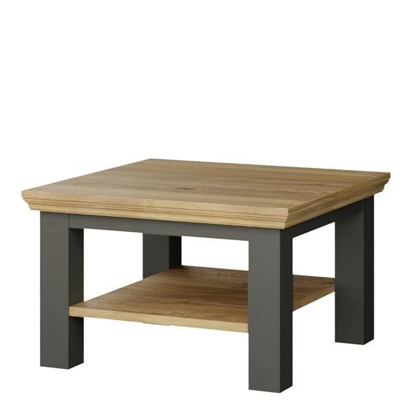 Furniture To Go Pontypool Small Coffee Table with Shelf in Wolfram Grey and Mauvella Oak
