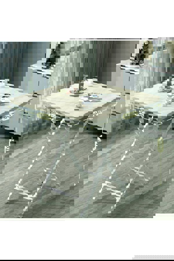 Living and Home 5pcs 80cm Folding Table and 4 Chairs Set Indoor Outdoor Bistro Kitchen Dining Set Furniture