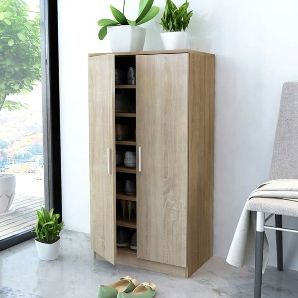 Berkfield Shoe Cabinet 7 Shelves Oak