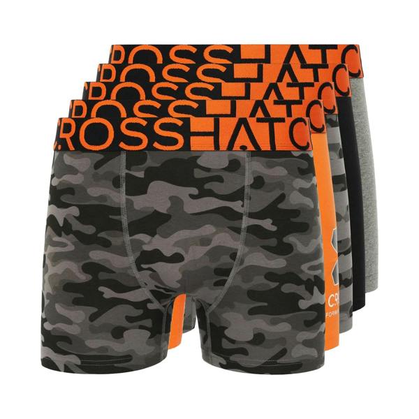 Crosshatch Mens Endocamo Regular Boxer Shorts (Pack of 5) - Orange - 