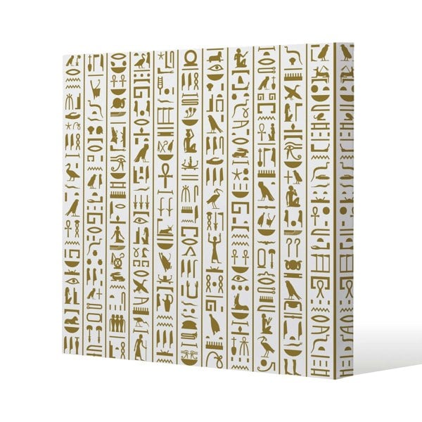 Benjamin Tate Design Acient Egyptian Heiroglyphs Slim Style Canvas Print  20x20cm , 15mm Slim Real wood.
