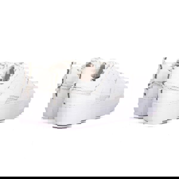 David WeJ White Leather Sneakers With Mesh