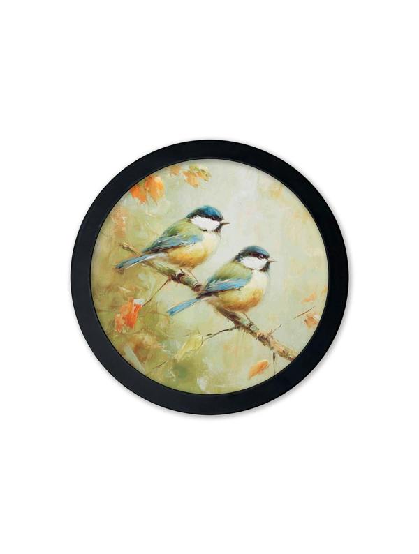 Exceptional Art Garden Birds - 30cm Black Round Box Frame