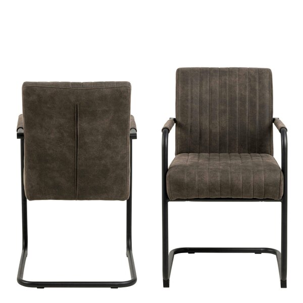 Wyld Haus Set of 2 Grey Upholstered Helsinki Dining Chair Ribbed Back