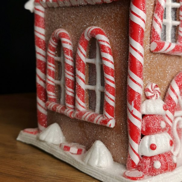 Samuel Alexander 20cm Battery Operated LED Gingerbread Santa Candy Cabin Christmas Decoration