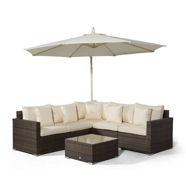Giardino Havana 5 Seat Outdoor Rattan Corner Sofa Set with Coffee Table