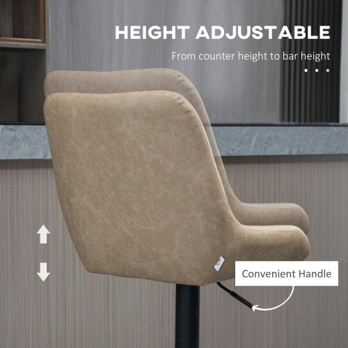 Wyld Haus Nihano Fabric Light Khaki Adjustable Retro Bar Stools Set Of 2 With Swivel Seats