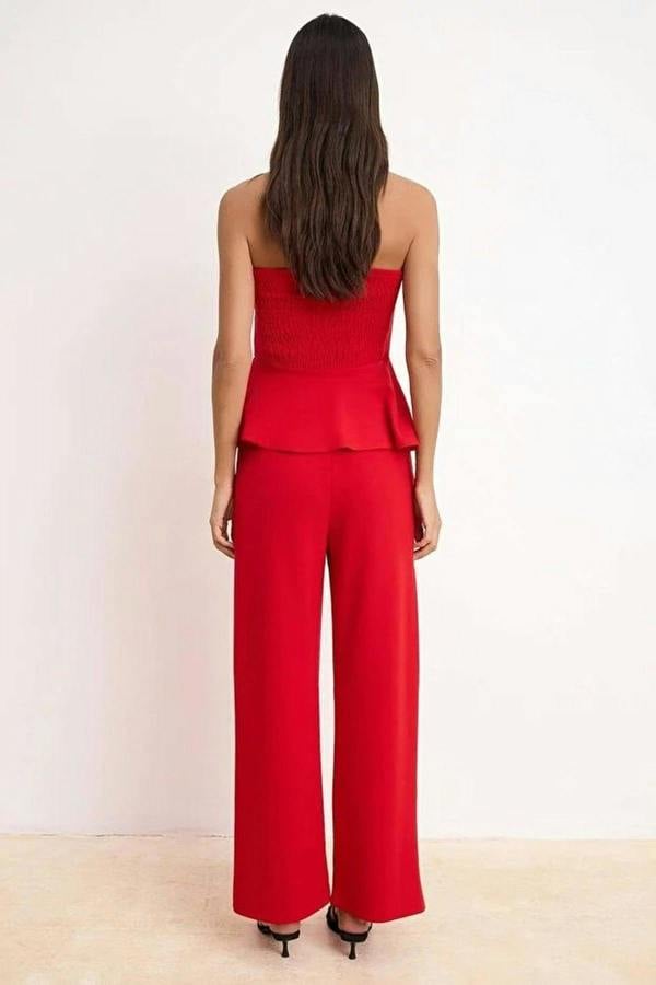 Peplum Sleeveless Wide Leg Soft Touch Co-ord