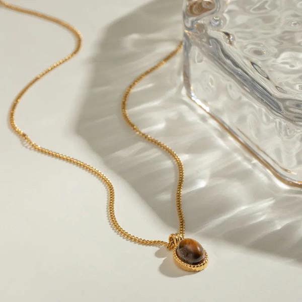 Elk & Bloom 14K Gold Drop Earth Stone Pendant Necklace