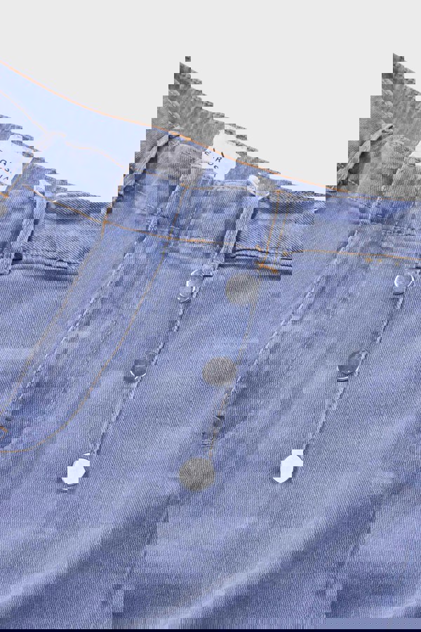 ENORSIA Sky Decorative Button Cropped Wide Leg Jeans