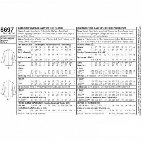 Simplicity Sewing Pattern 8697, Jackets, Suits for Women, AA (10-12-14-16-18) - Intermediate
